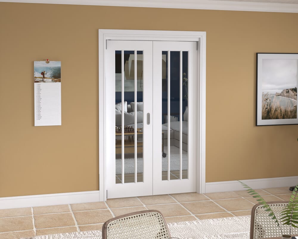 1295x2060x133mm Lincoln Clear Glazed White Roomfold Grande (2+0)