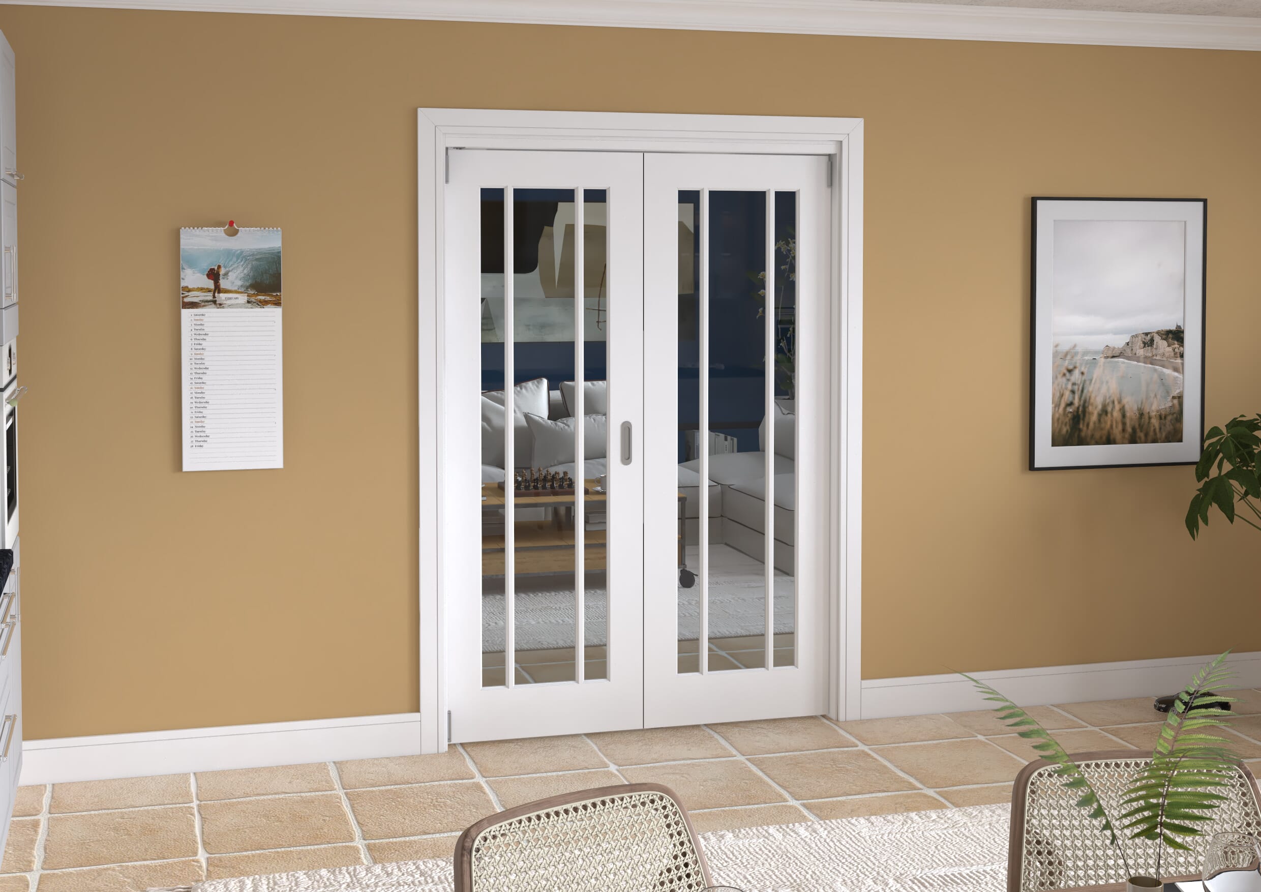 1447x2060x133mm Lincoln Clear Glazed White Roomfold Grande (2+0) Image