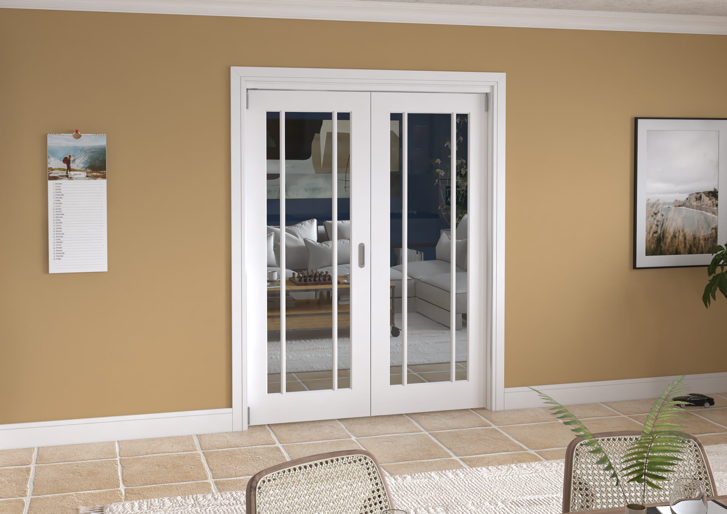 1599x2060x133mm Lincoln Clear Glazed White Roomfold Grande (2+0) Image