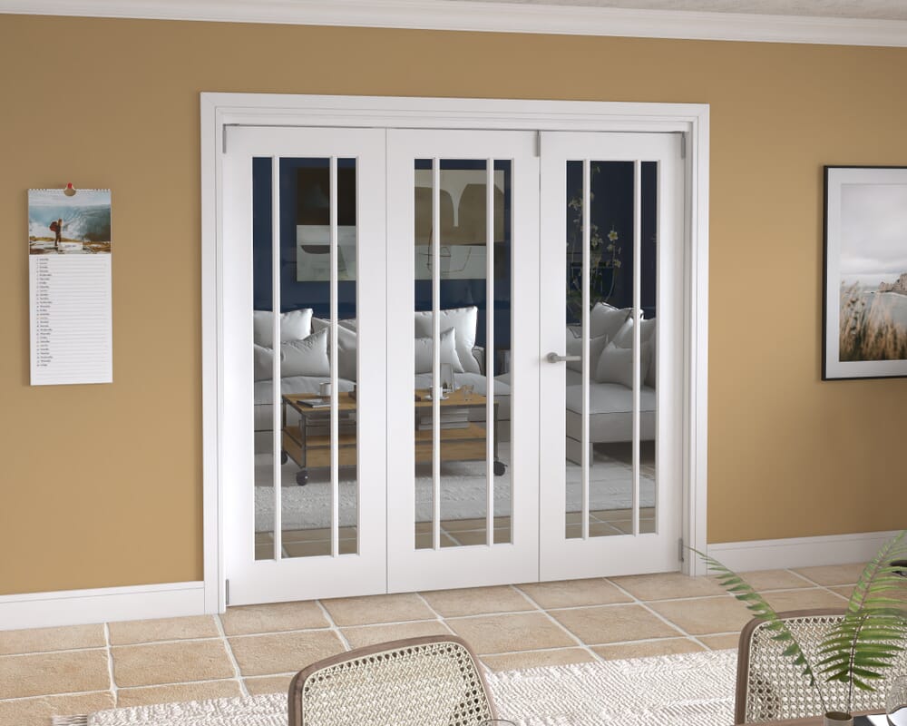 2143x2060x133mm Lincoln Clear Glazed White Roomfold Grande (2+1)