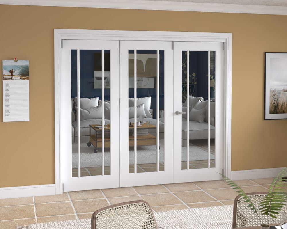 2371x2060x133mm Lincoln Clear Glazed White Roomfold Grande (2+1)