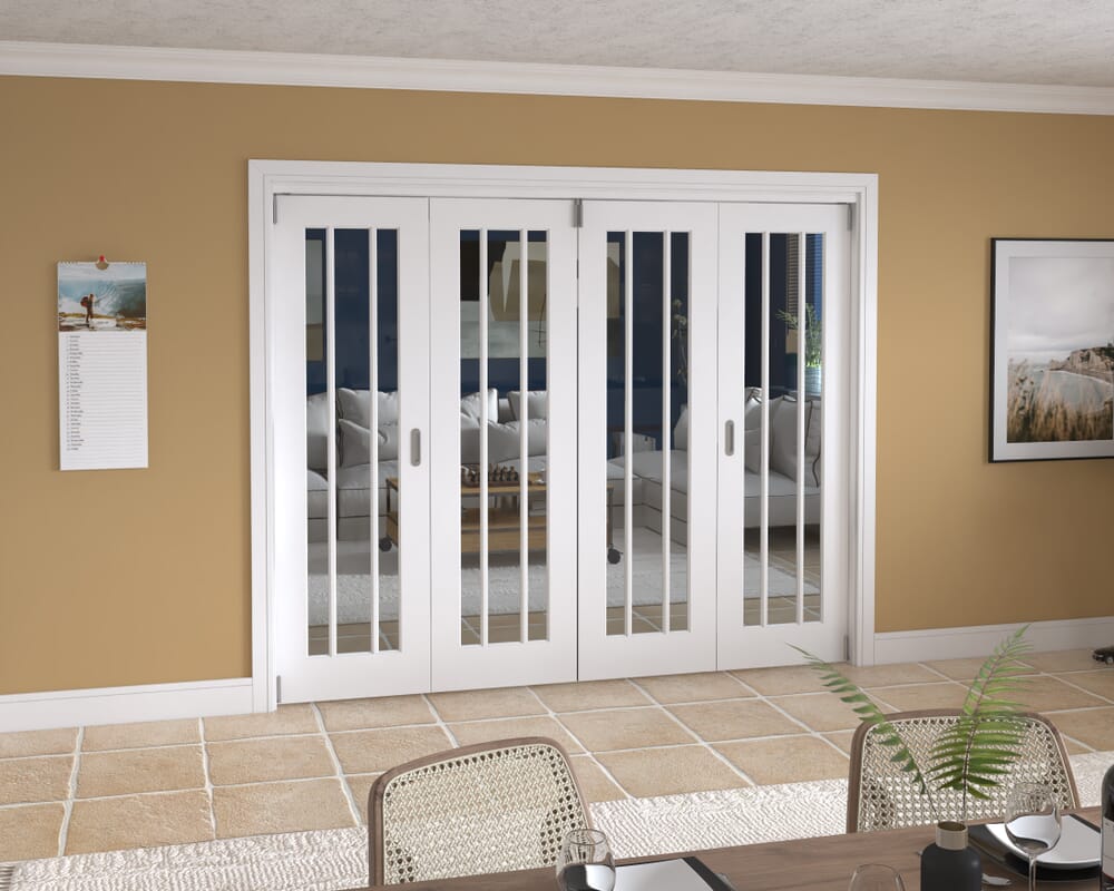 2528x2060x133mm Lincoln Clear Glazed White Roomfold Grande (2+2)