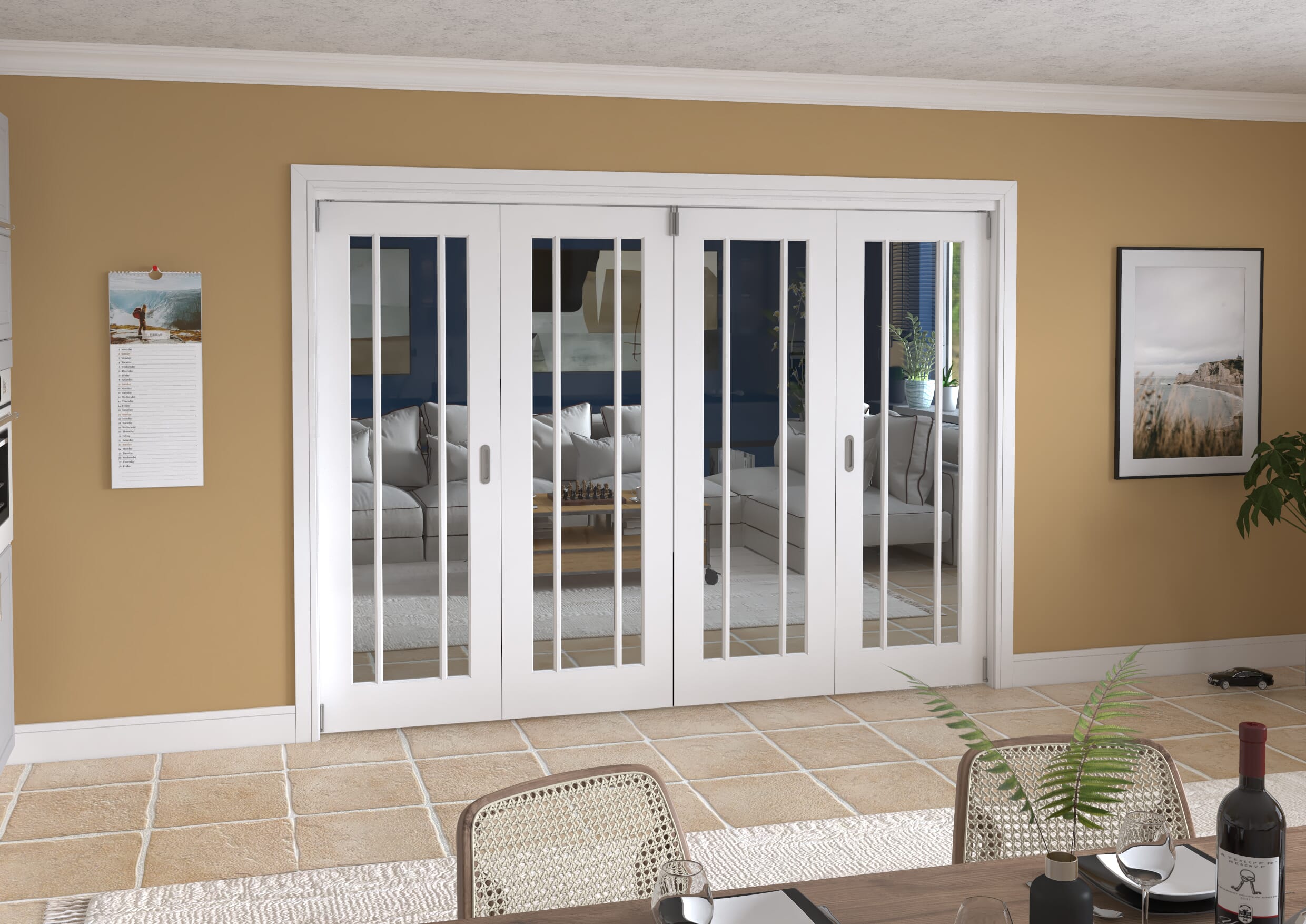 2832x2060x133mm Lincoln Clear Glazed White Roomfold Grande (2+2) Image