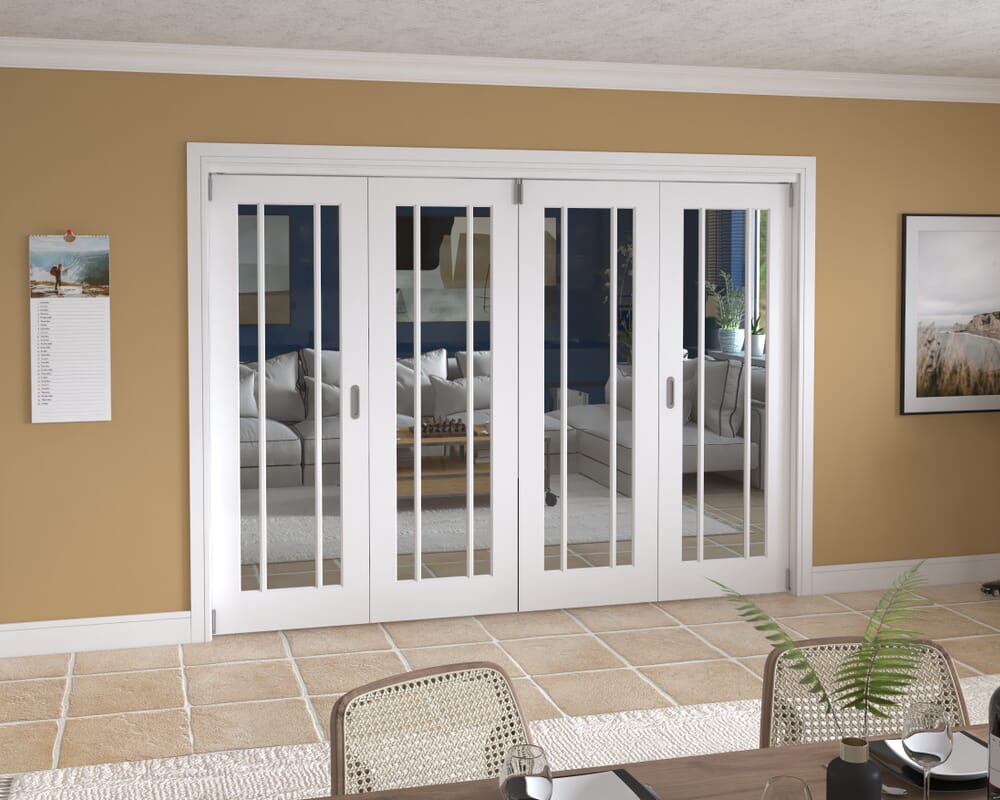 2832x2060x133mm Lincoln Clear Glazed White Roomfold Grande (2+2)