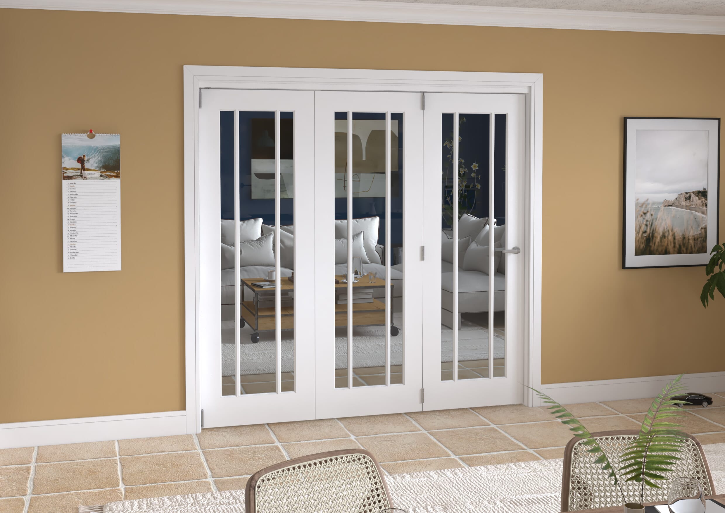 2133x2060x133mm Lincoln Clear Glazed White Roomfold Grande (3+0) Image