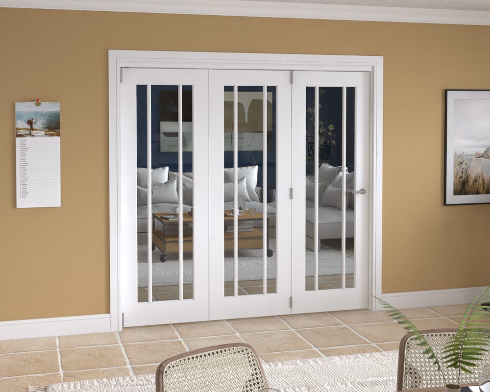 2133x2060x133mm Lincoln Clear Glazed White Roomfold Grande (3+0)