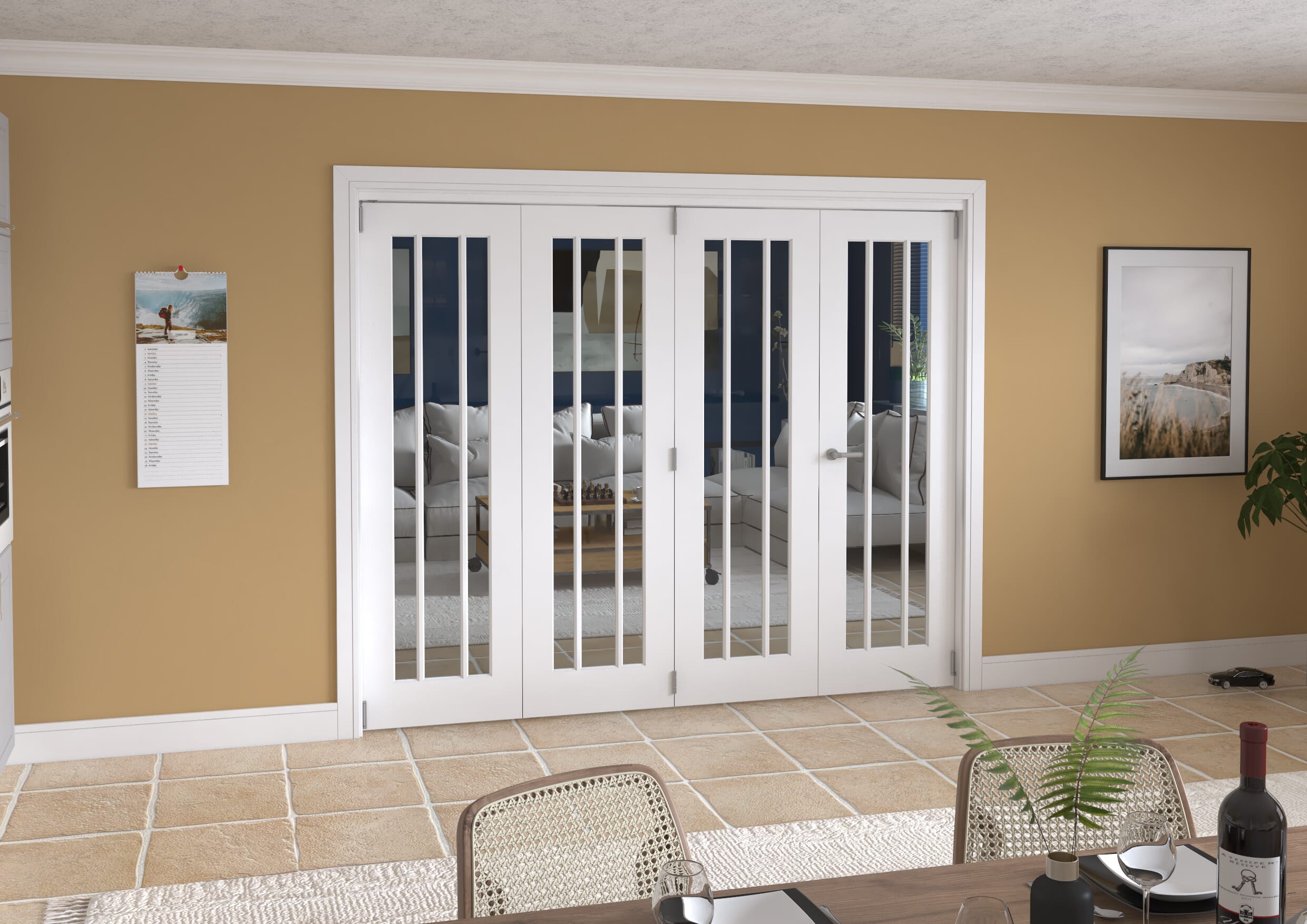 2528x2060x133mm Lincoln Clear Glazed White Roomfold Grande  (3+1) Image