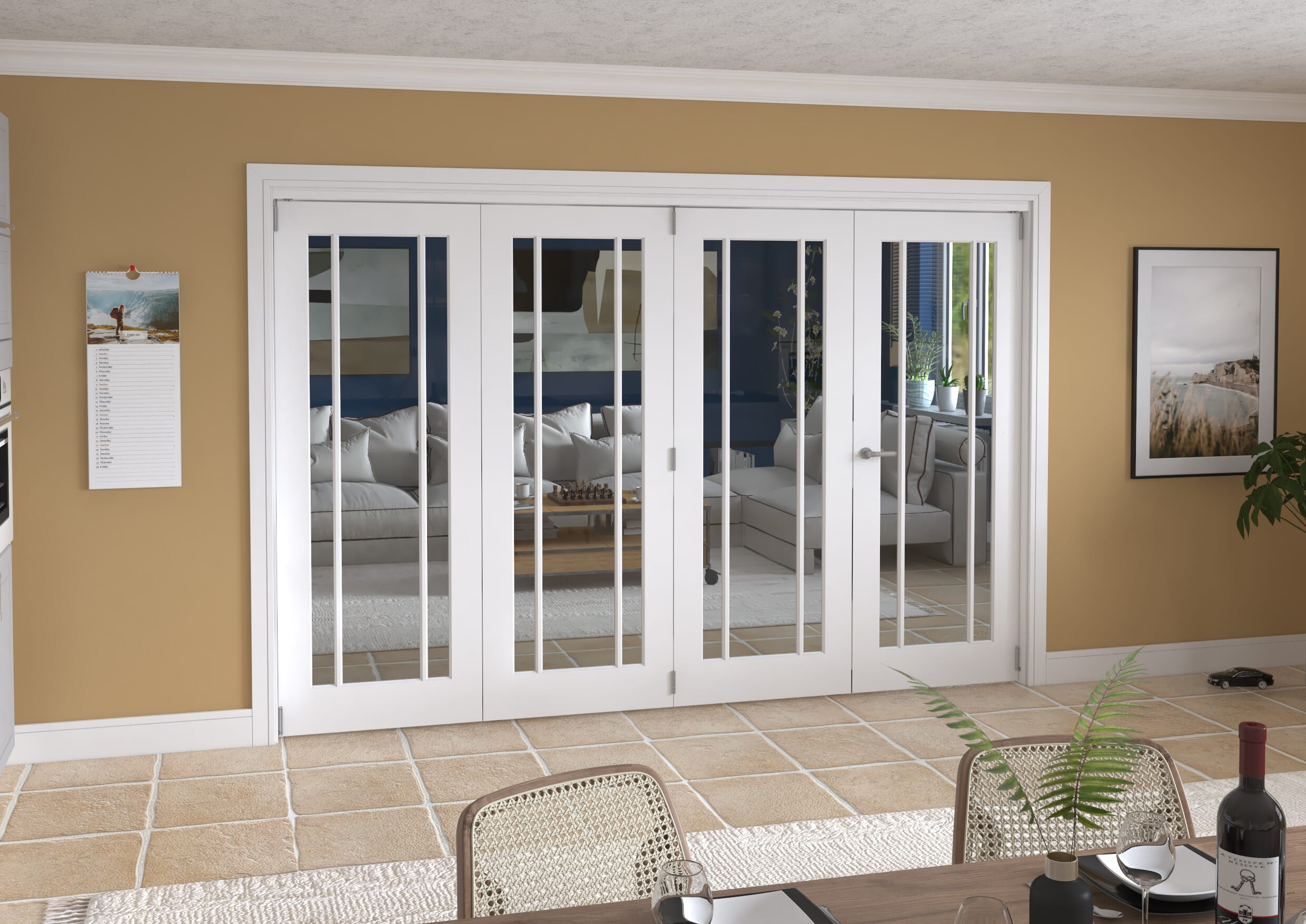 3136x2060x133mm Lincoln Clear Glazed White Roomfold Grande  (3+1) Image