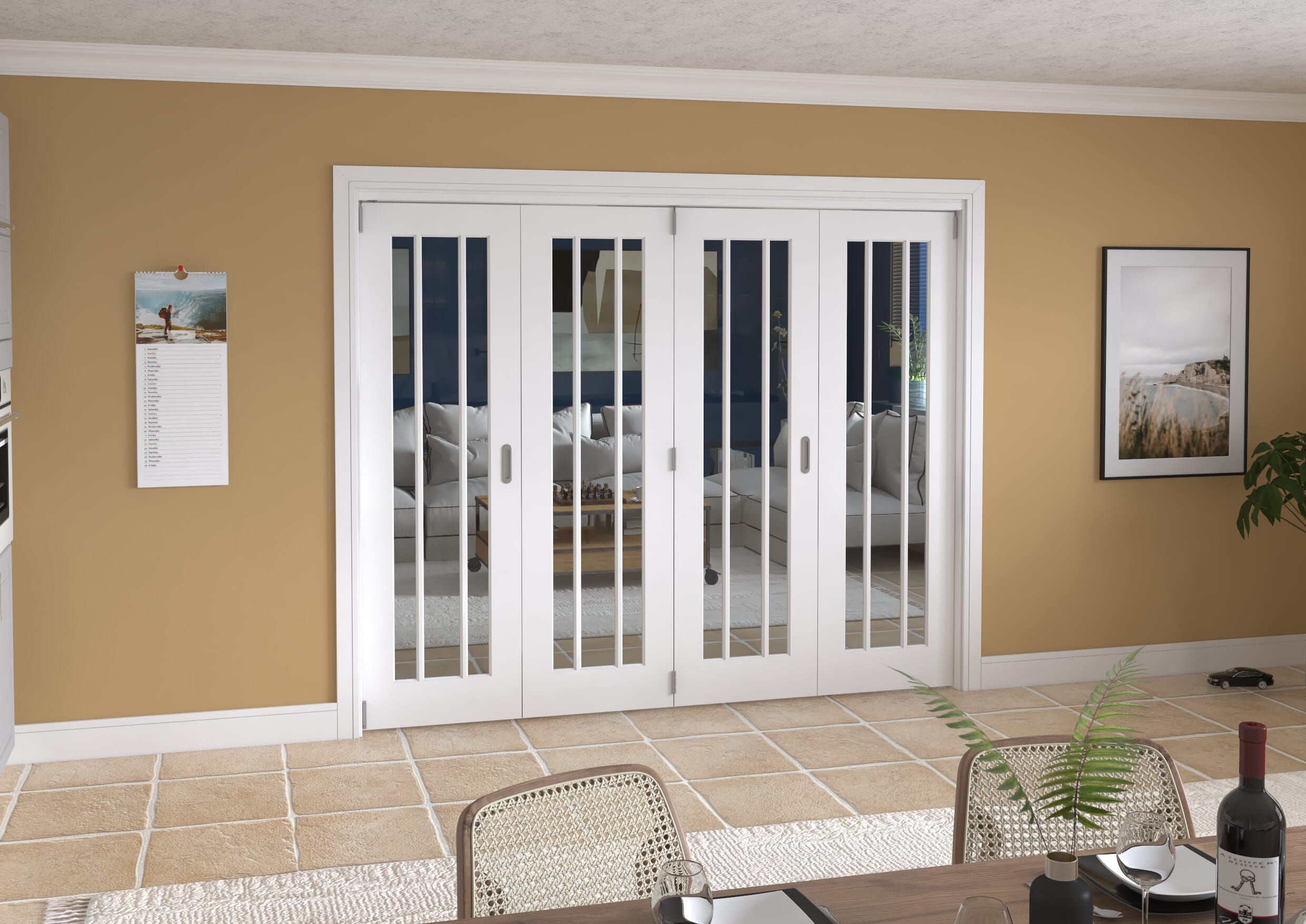 2521x2060x133mm Lincoln Clear Glazed White Roomfold Grande  (4+0) Image