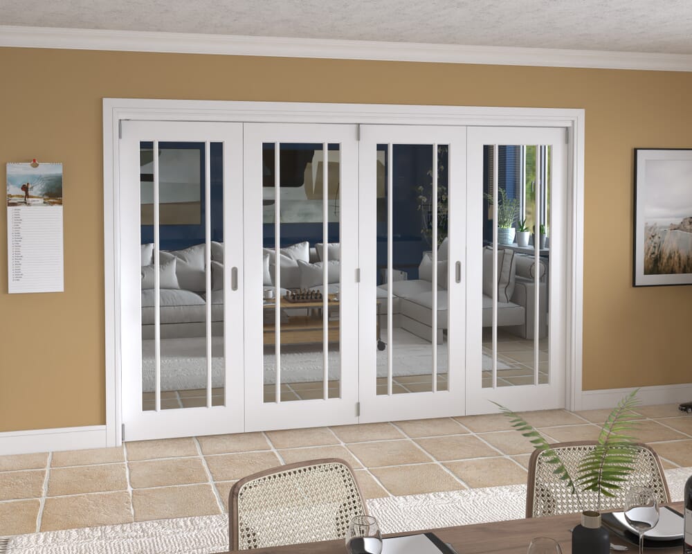 3129x2060x133mm Lincoln Clear Glazed White Roomfold Grande (4+0)