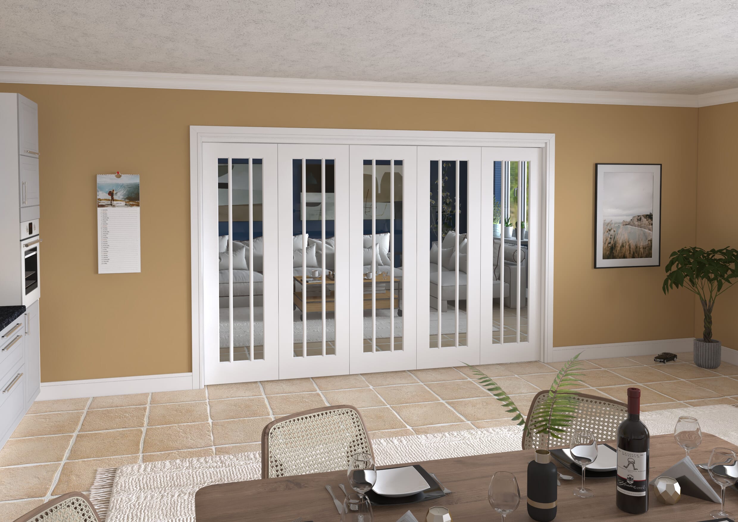 3131x2060x133mm Lincoln Clear Glazed White Roomfold Grande  (5+0) Image