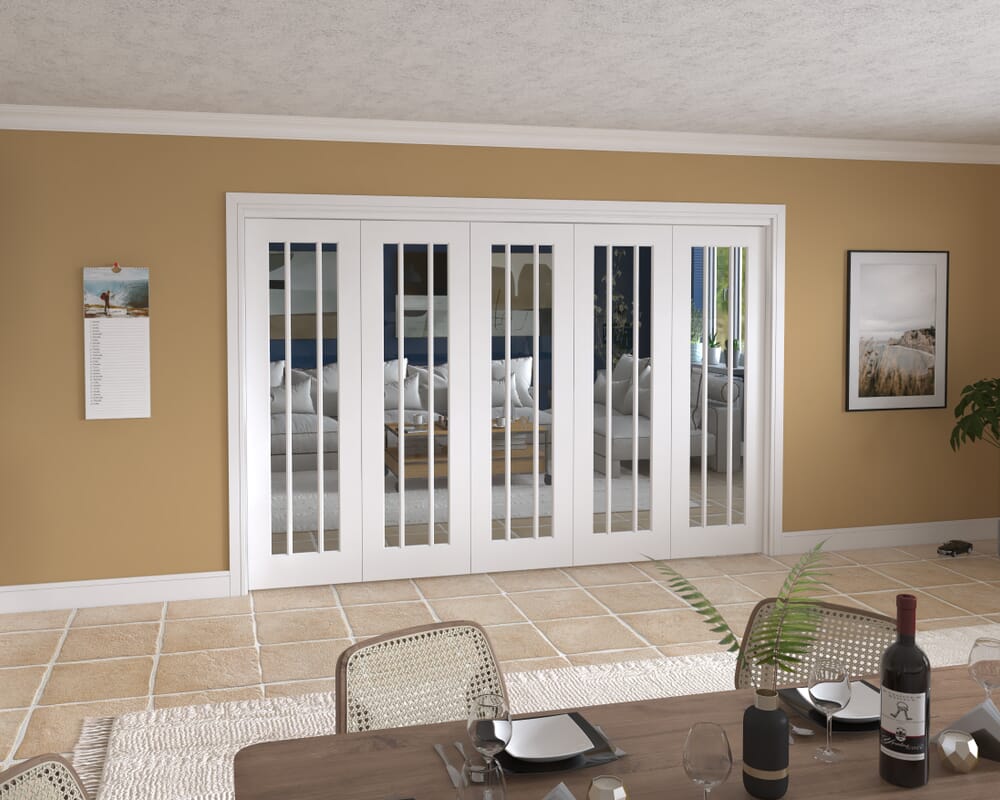 3131x2060x133mm Lincoln Clear Glazed White Roomfold Grande (5+0)