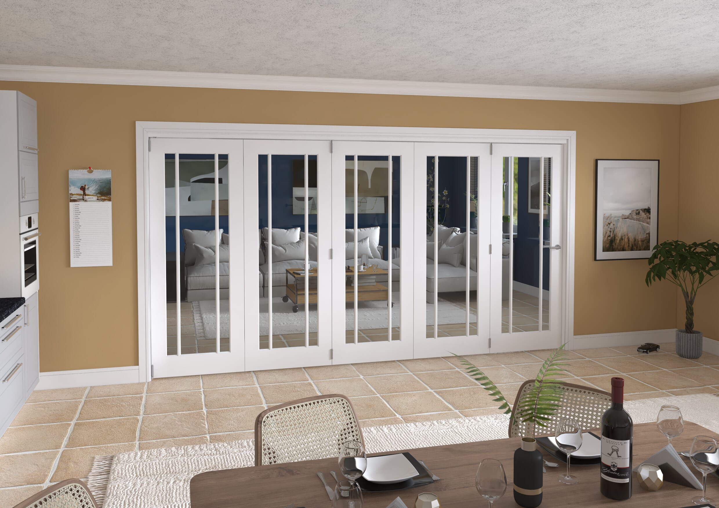 3891x2060x133mm Lincoln Clear Glazed White Roomfold Grande  (5+0) Image