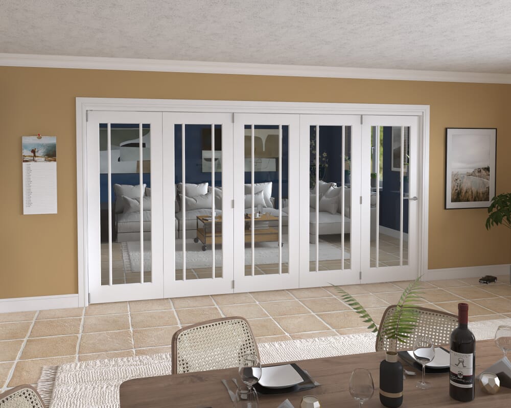 3891x2060x133mm Lincoln Clear Glazed White Roomfold Grande (5+0)
