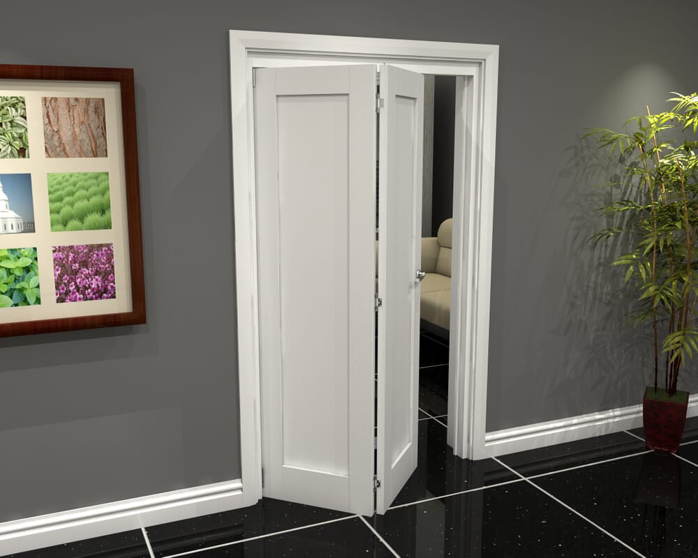White Shaker 1 Panel 2 Door Roomfold Grande (2 + 0 x 610mm Doors)