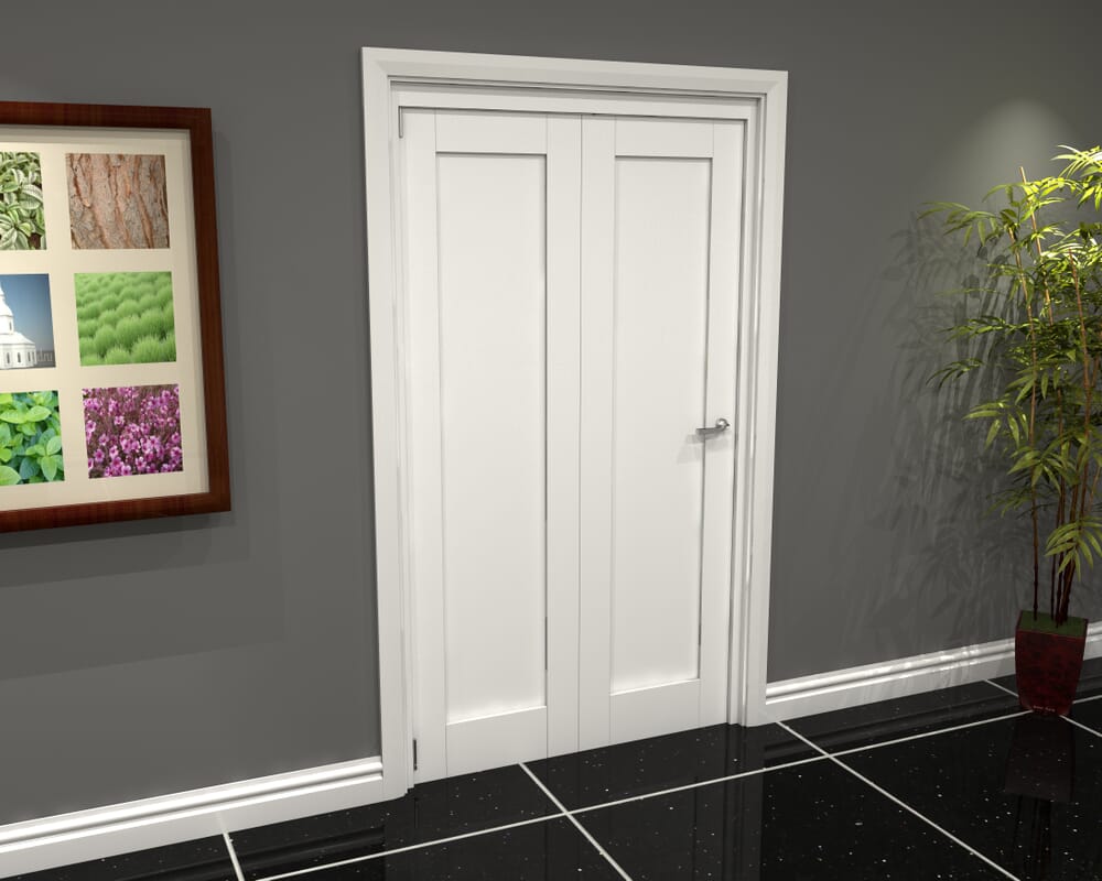 White Shaker 1 Panel 2 Door Roomfold Grande (2 + 0 x 610mm Doors)