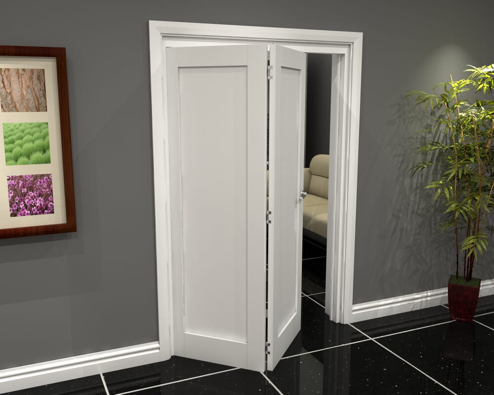 White Shaker 1 Panel 2 Door Roomfold Grande (2 + 0 x 686mm Doors)