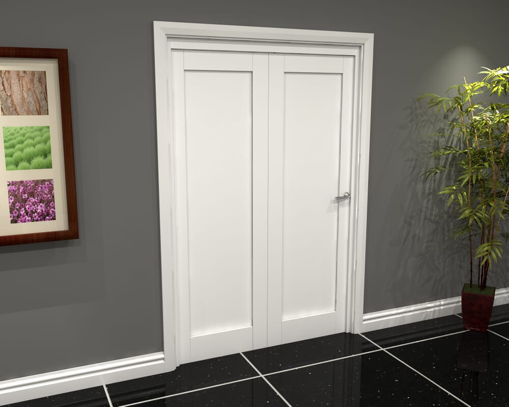 White Shaker 1 Panel 2 Door Roomfold Grande (2 + 0 x 686mm Doors)