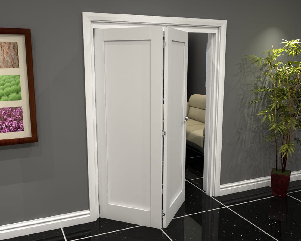 White Shaker 1 Panel 2 Door Roomfold Grande (2 + 0 x 762mm Doors)