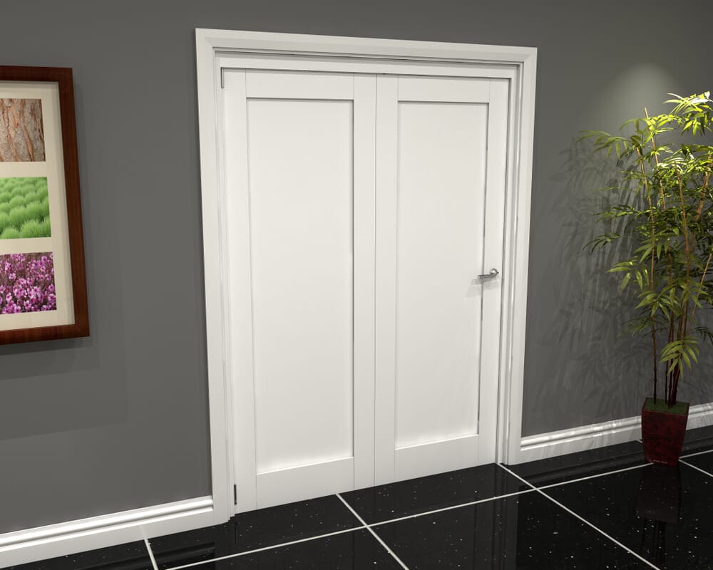 White Shaker 1 Panel 2 Door Roomfold Grande (2 + 0 x 762mm Doors)