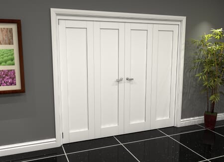 White Shaker 1 Panel 4 Door Roomfold Grande (2 + 2 x 610mm Doors)