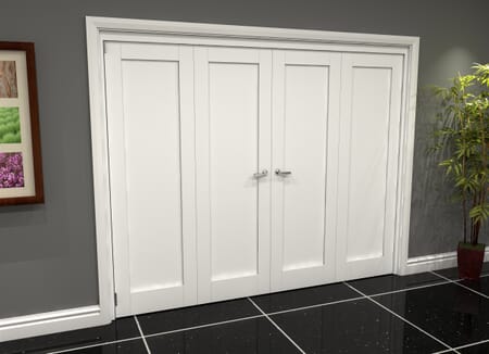 White Shaker 1 Panel 4 Door Roomfold Grande (2 + 2 x 686mm Doors)