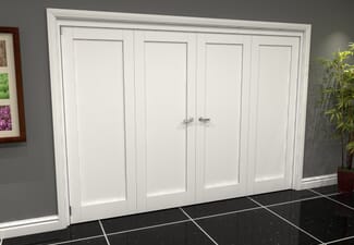 White Shaker 1 Panel 4 Door Roomfold Grande (2 + 2 x 762mm Doors)