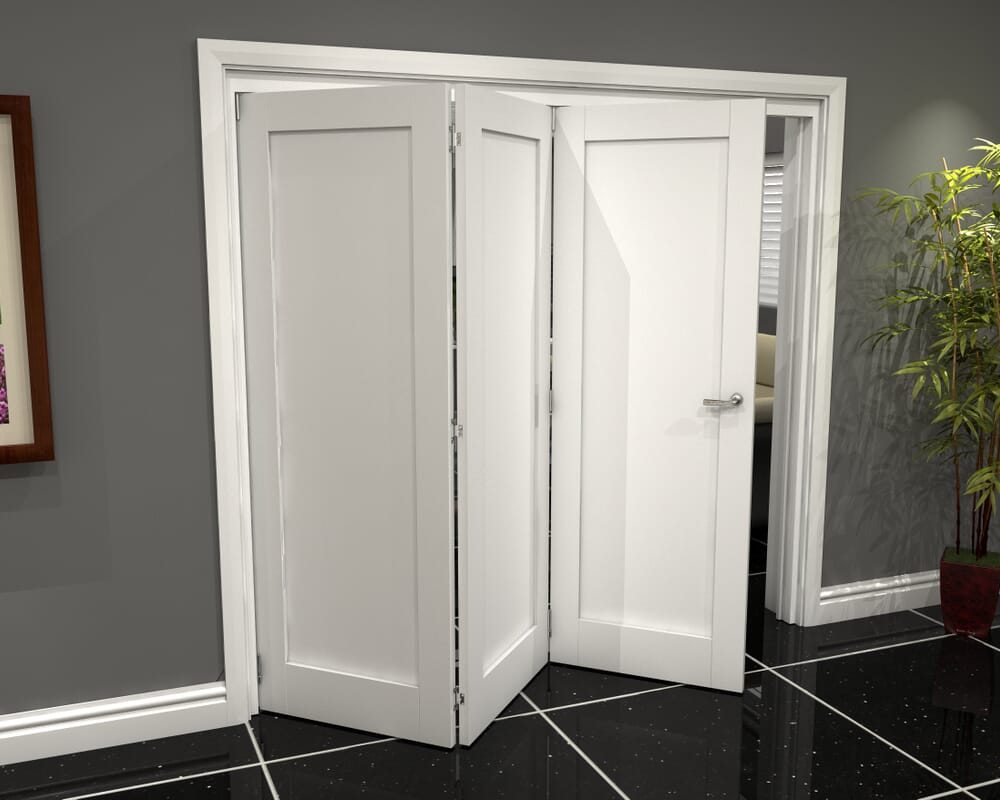 White Shaker 1 Panel 3 Door Roomfold Grande (3 + 0 x 686mm Doors)
