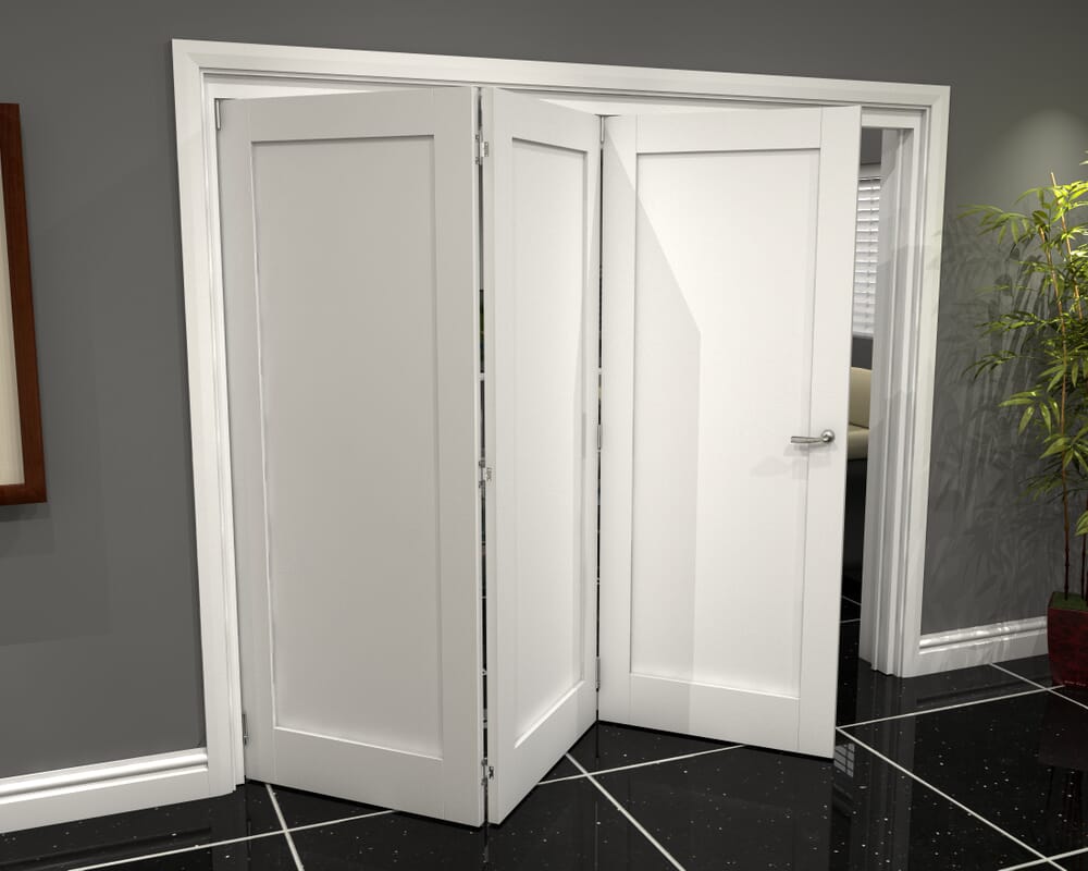 White Shaker 1 Panel 3 Door Roomfold Grande (3 + 0 x 762mm Doors)