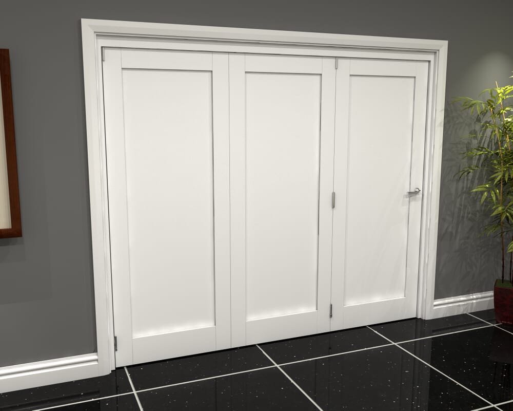 White Shaker 1 Panel 3 Door Roomfold Grande (3 + 0 x 762mm Doors)
