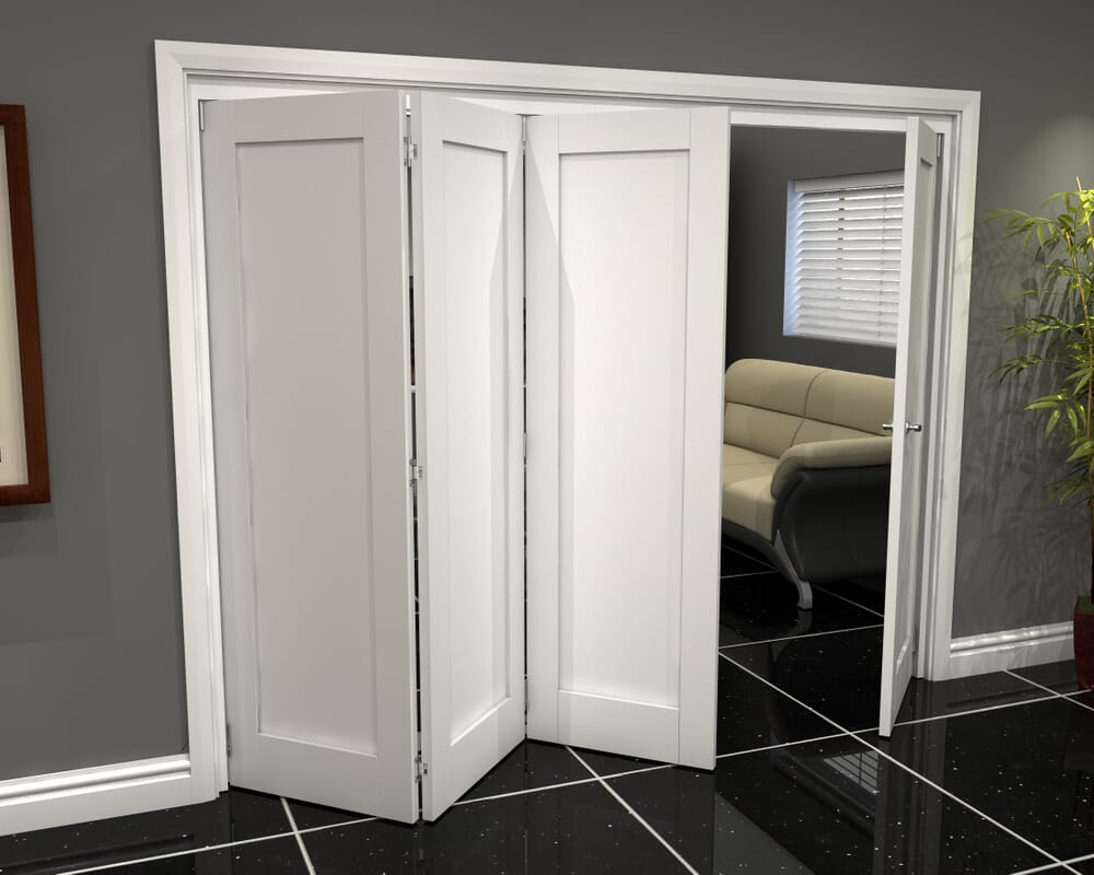 White Shaker 1 Panel 4 Door Roomfold Grande (3 + 1 x 686mm Doors)