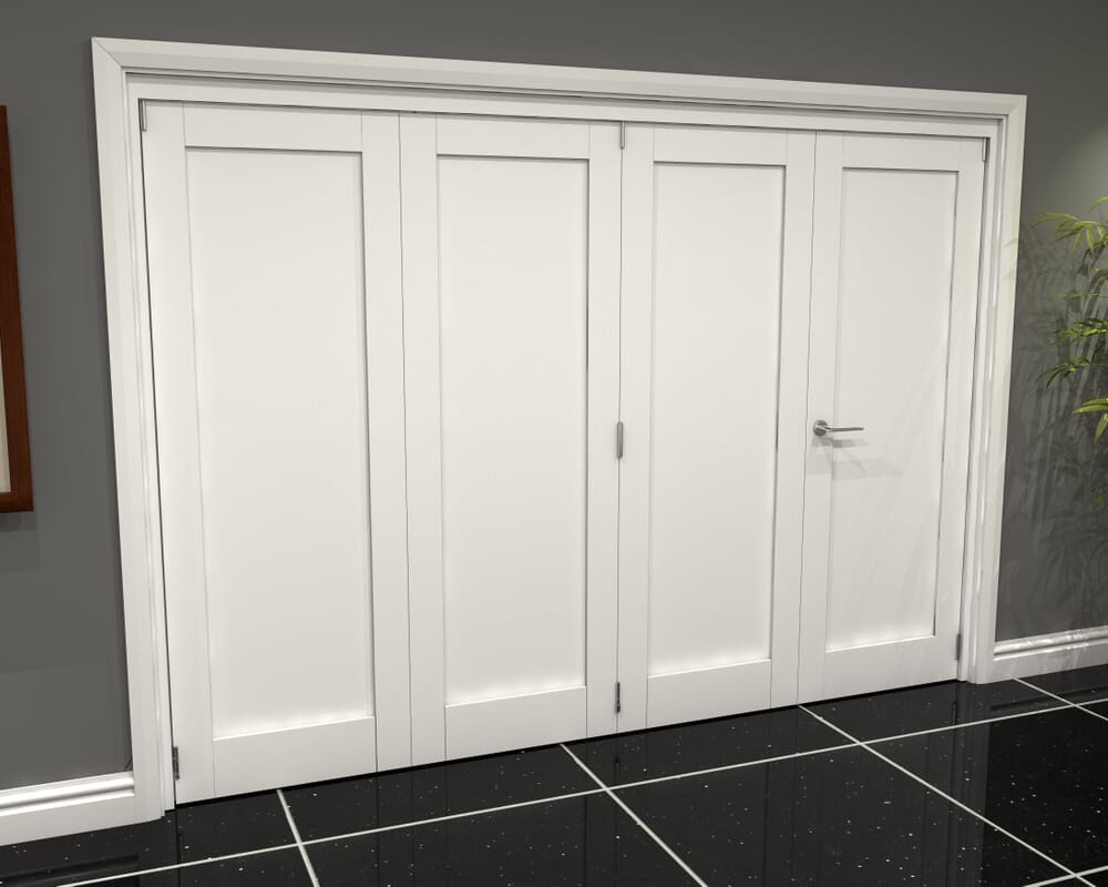 White Shaker 1 Panel 4 Door Roomfold Grande (3 + 1 x 762mm Doors)