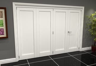 White Shaker 1 Panel 4 Door Roomfold Grande (3 + 1 x 762mm Doors)