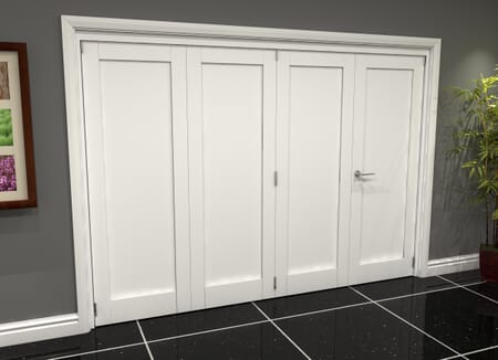 White Shaker 1 Panel 4 Door Roomfold Grande (3 + 1 x 762mm Doors)