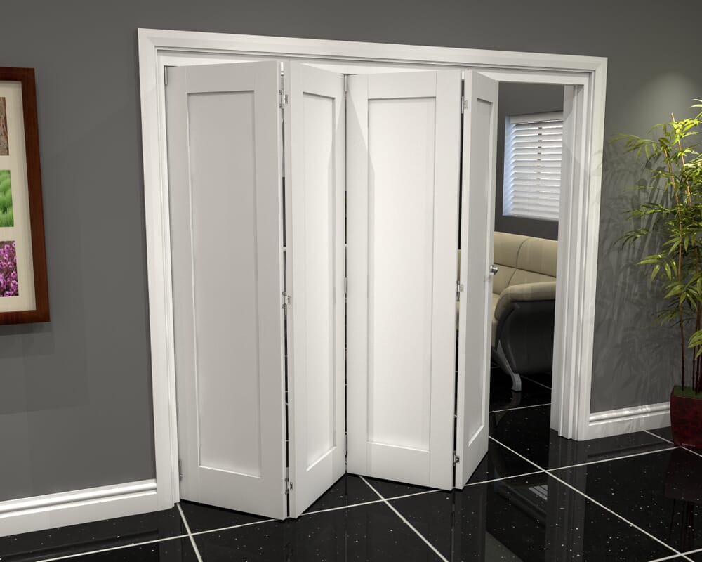 White Shaker 1 Panel 4 Door Roomfold Grande (4 + 0 x 610mm Doors)