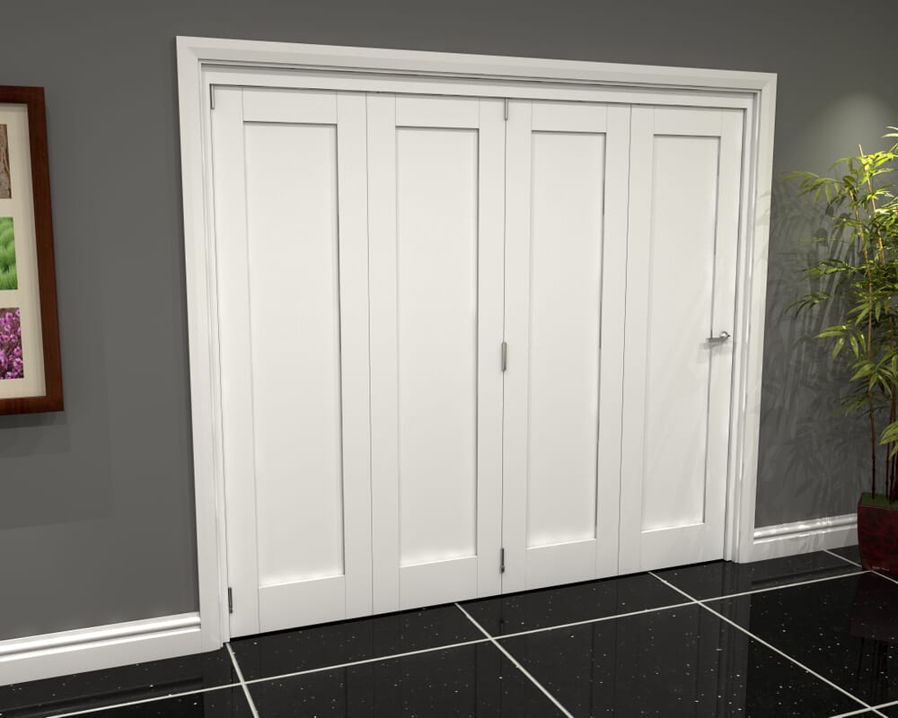 White Shaker 1 Panel 4 Door Roomfold Grande (4 + 0 x 610mm Doors)