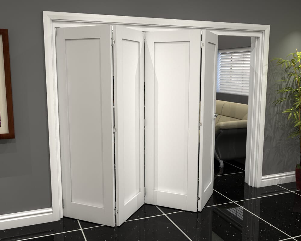 White Shaker 1 Panel 4 Door Roomfold Grande (4 + 0 x 686mm Doors)