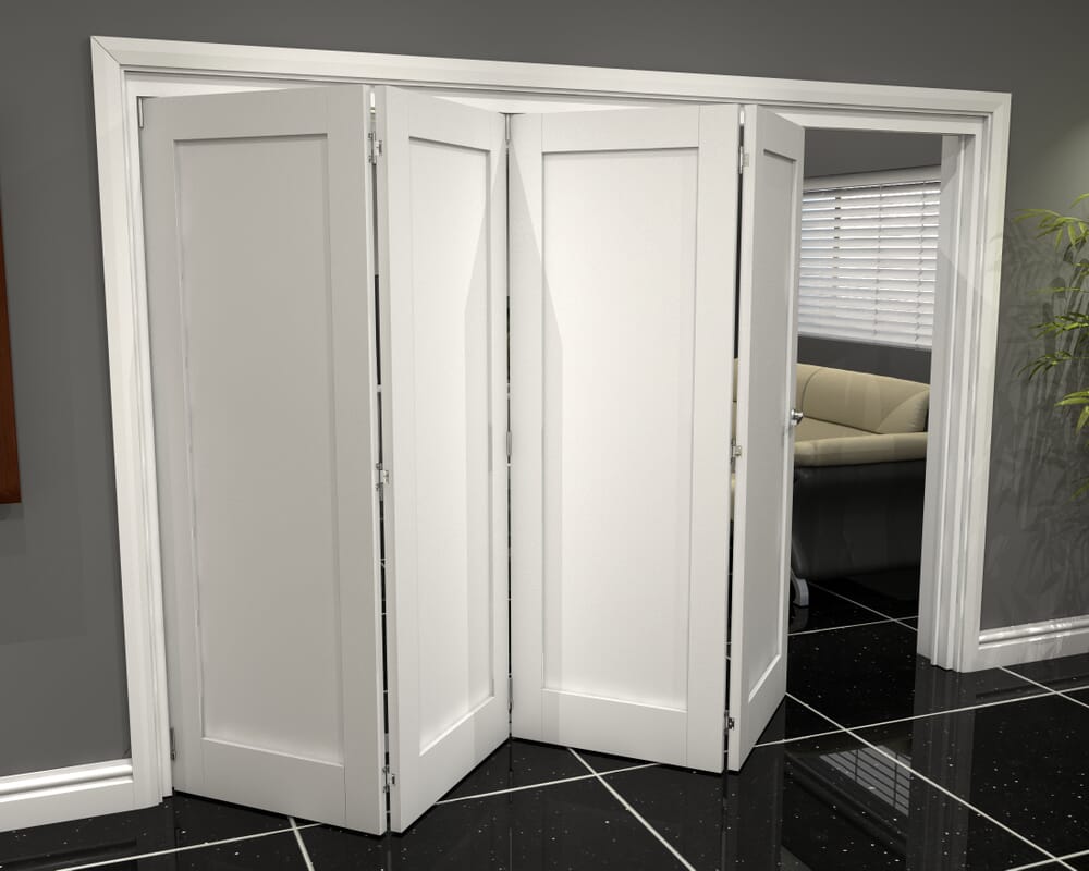 White Shaker 1 Panel 4 Door Roomfold Grande (4 + 0 x 762mm Doors)