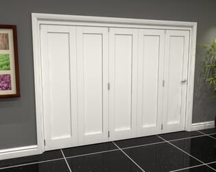 White Shaker 1 Panel 5 Door Roomfold Grande (5 + 0 x 610mm Doors)