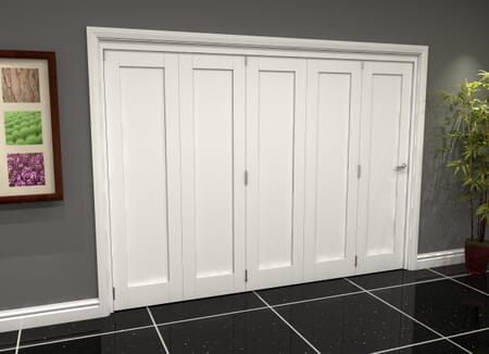 White Shaker 1 Panel 5 Door Roomfold Grande (5 + 0 x 610mm Doors)