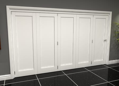 White Shaker 1 Panel 5 Door Roomfold Grande (5 + 0 x 762mm Doors)