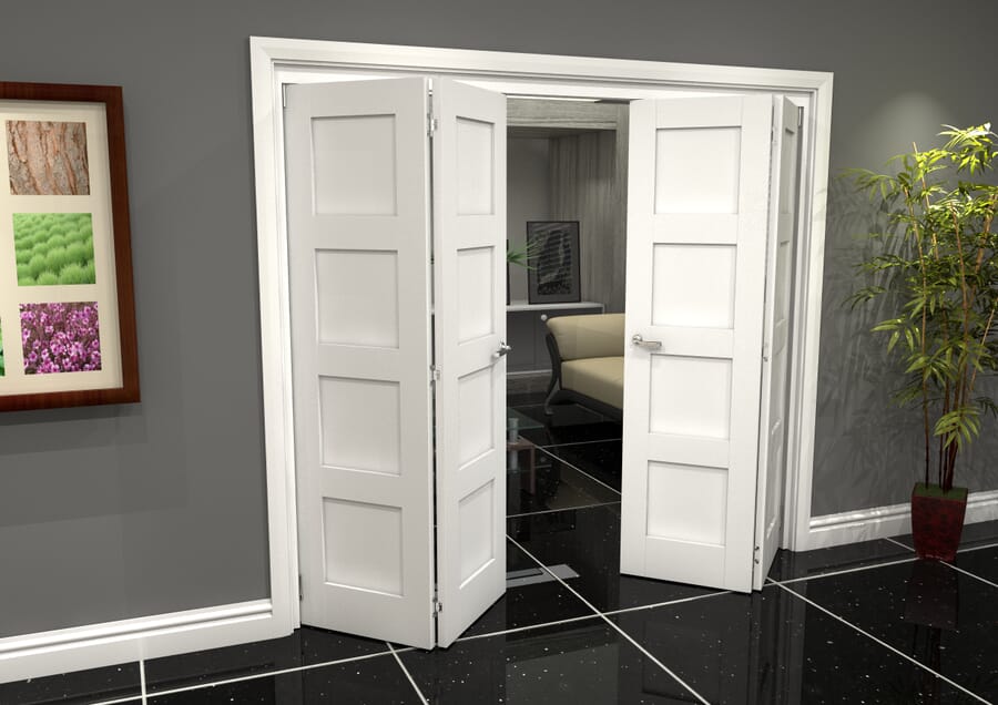 White 4P Shaker Roomfold Grande – 2060mm x 2528mm x 133mm (2 + 2 x 610mm Doors)