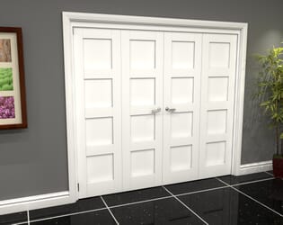 White Shaker 4 Panel 4 Door Roomfold Grande (2 + 2 x 610mm Doors)