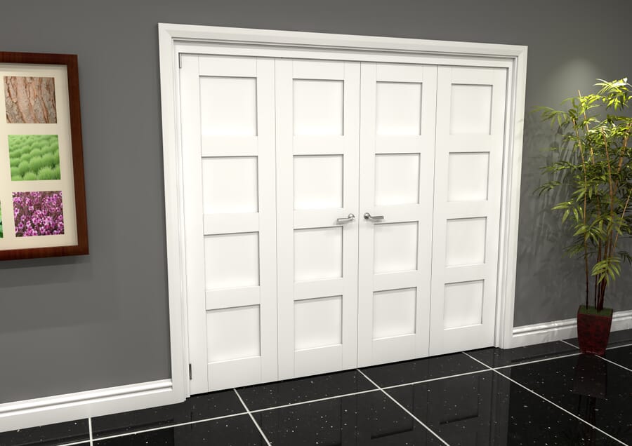 White 4P Shaker Roomfold Grande – 2060mm x 2528mm x 133mm (2 + 2 x 610mm Doors)