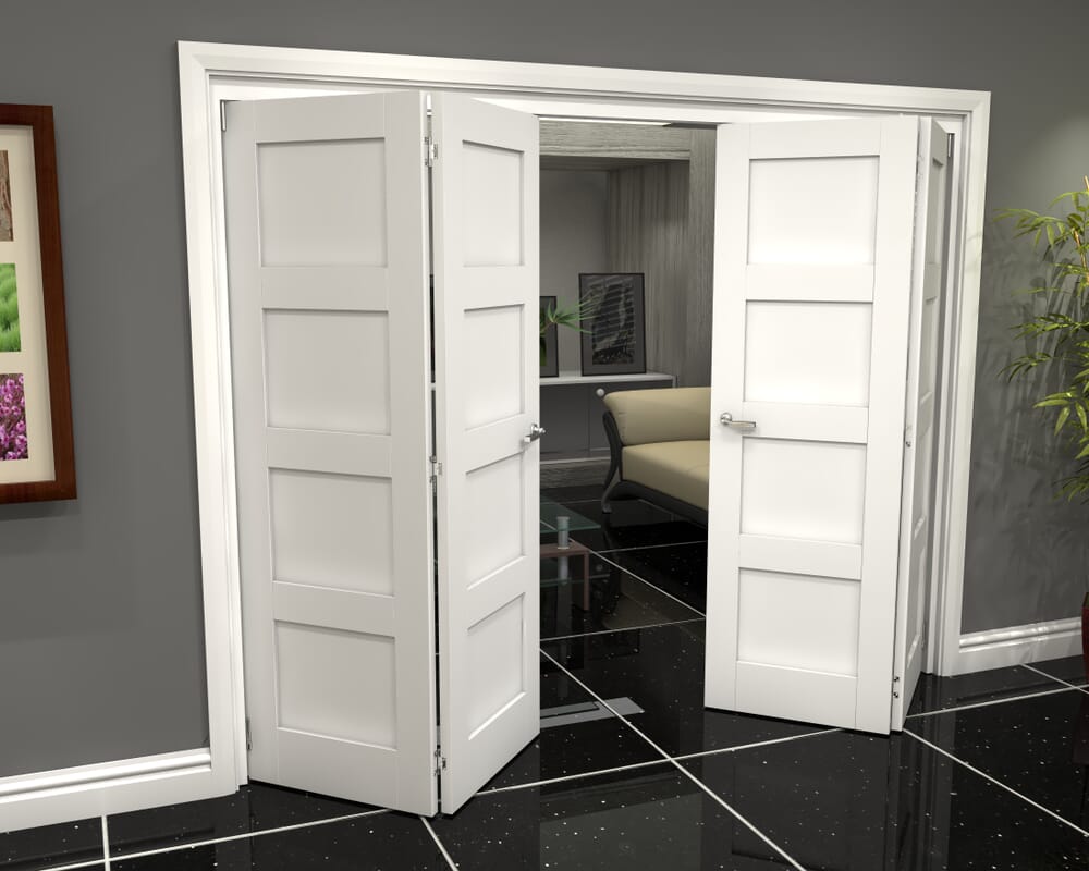 White Shaker 4 Panel 4 Door Roomfold Grande (2 + 2 x 686mm Doors)