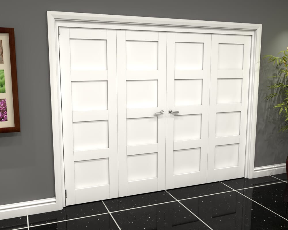 White Shaker 4 Panel 4 Door Roomfold Grande (2 + 2 x 686mm Doors)