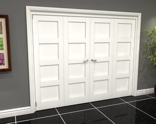 White Shaker 4 Panel 4 Door Roomfold Grande (2 + 2 x 686mm Doors)