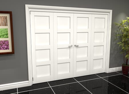 White Shaker 4 Panel 4 Door Roomfold Grande (2 + 2 x 686mm Doors)