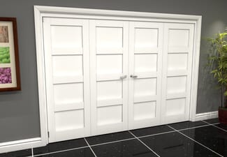 White Shaker 4 Panel 4 Door Roomfold Grande (2 + 2 x 762mm Doors)