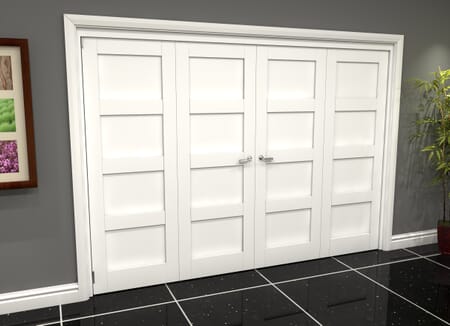 White Shaker 4 Panel 4 Door Roomfold Grande (2 + 2 x 762mm Doors)
